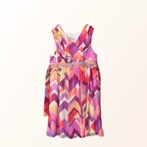 Iris & Ivy Pink/Purple V-neck girl’s dress w/ bow Wedding Guest - Junior 14